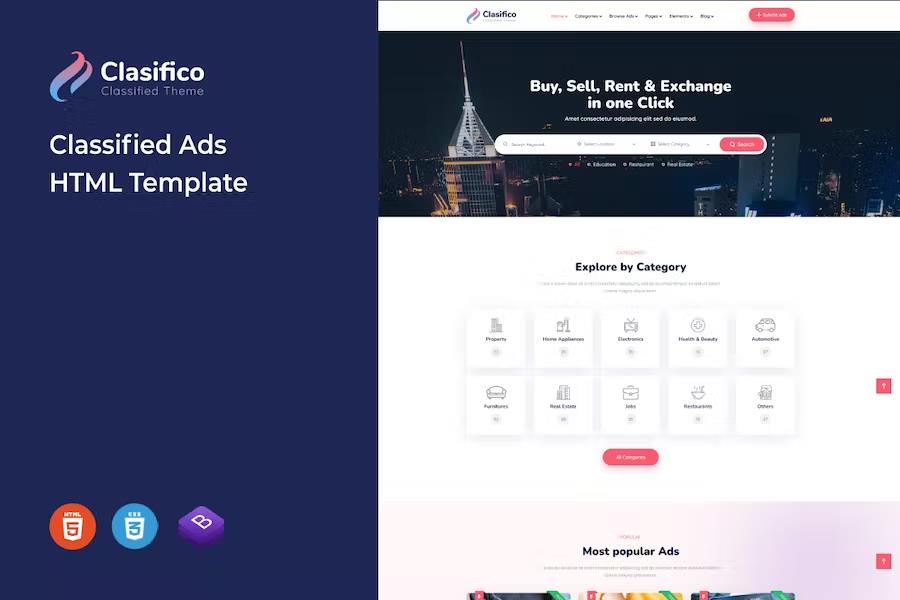 Clasifico – Classified Ads HTML Template Latest Version