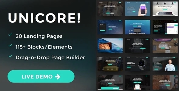 Unicore – Mobirise Builder with 20 HTML Bootstrap Landing Page Templates 2.0